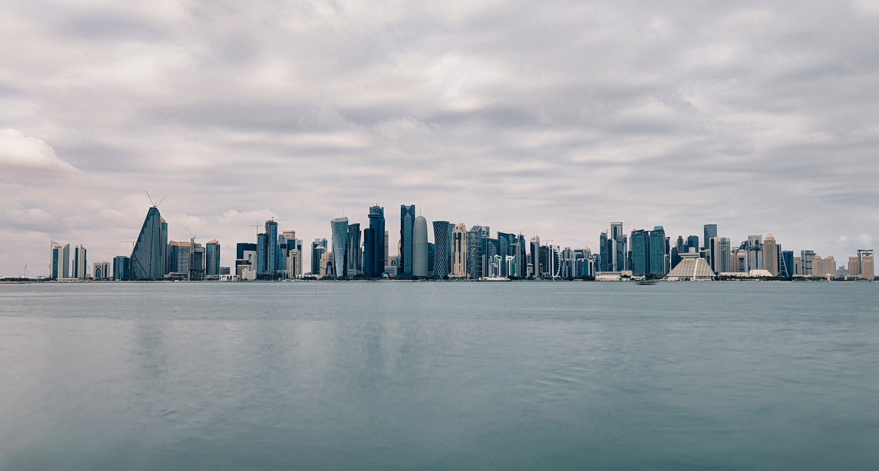 Doha corniche and skyline across the water